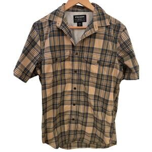 Filson Gold Blue Plaid Short Sleeve Nylon Blend Shirt XS Lightweight